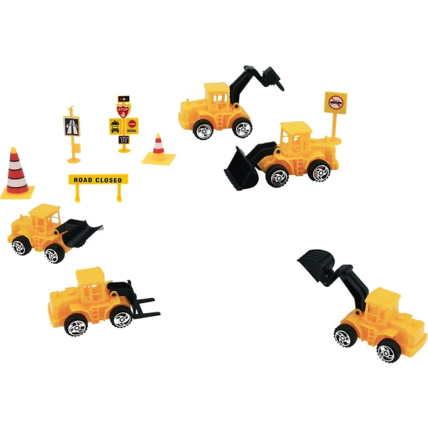 Entreprenørkøretøjsgraver-tema kagedekorationer inkluderer 6 byggelastbilgravemaskine Cupcake Toppers