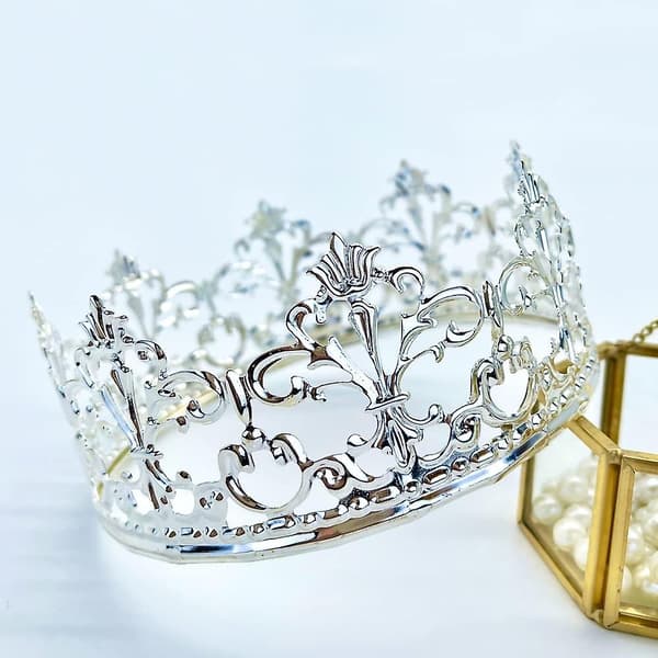 Prinsessekronekakepyntdekorasjon for gutter og jenter, kakedekorasjoner for bryllup (sølv)（B）