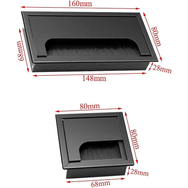 Kaapelireikäkansi 3 kpl Neliö Musta Kaapelireikäkansi Sisäänrakennettu Työpöytä Alumiiniseos Työpöytä Kaapelireikäkansi Kaapeli