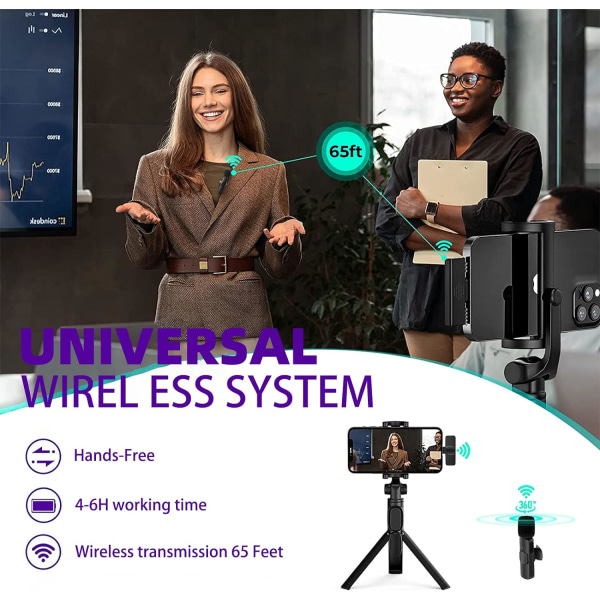 Trådløs Lavalier-mikrofon til iPhone/iOS/Android, bærbar Plu