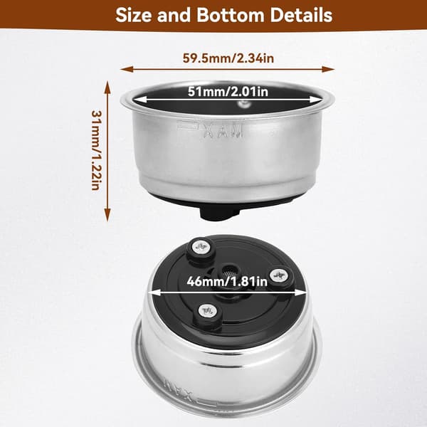 51mm Kaffe Filterholder, Genanvendelig Permanent Kaffe Filter Kaffe