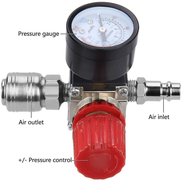 Tryckregulator med trevägsventil 175psi 12bar 1/4 tum tryckmätare regulator för kompressor (ny 3-vägsventil)