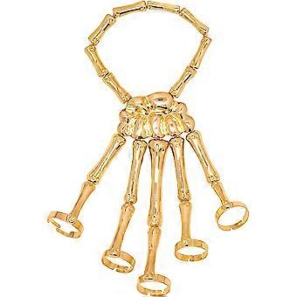1 stk. Skeletfinger Hånd Armbånd Punk Armbånd (guld)