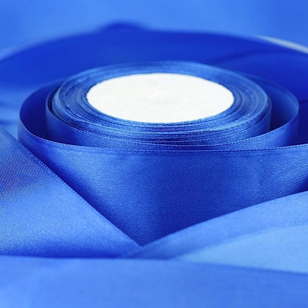 Blå bånd 25mm, 22m ensfarvet stof bånd, velegnet til håndlavet produktion, gaveindpakning og kagepynt