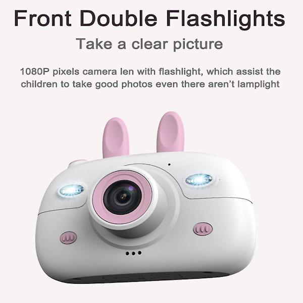 Tegneserie Kanin Barn Digitalkamera 8mp Selfie Barn Kamera Videoopptaker Leker 16g