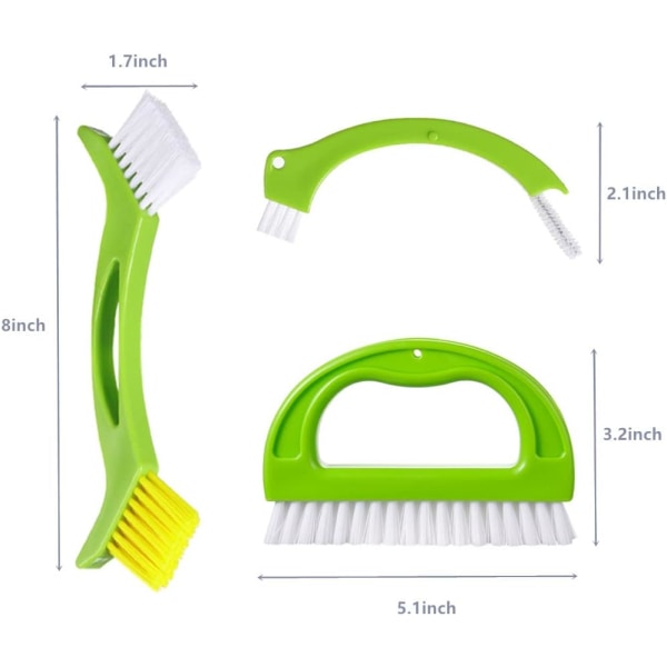 4pcs Green 4 in1 Tile Cleaning Brush, Tile Grout Brush, Window Cl