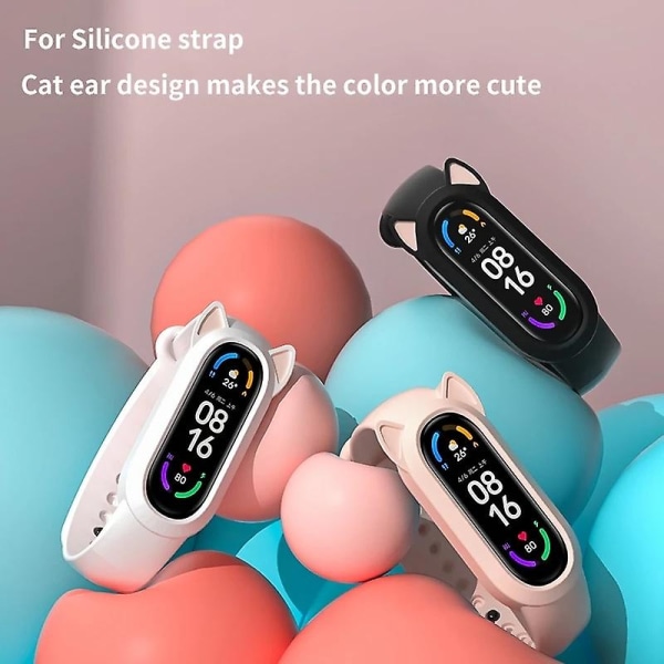 Söt klockarmband med kattöron till Xiaomi Band 6 5 4 3 Silikonersättningsfodral