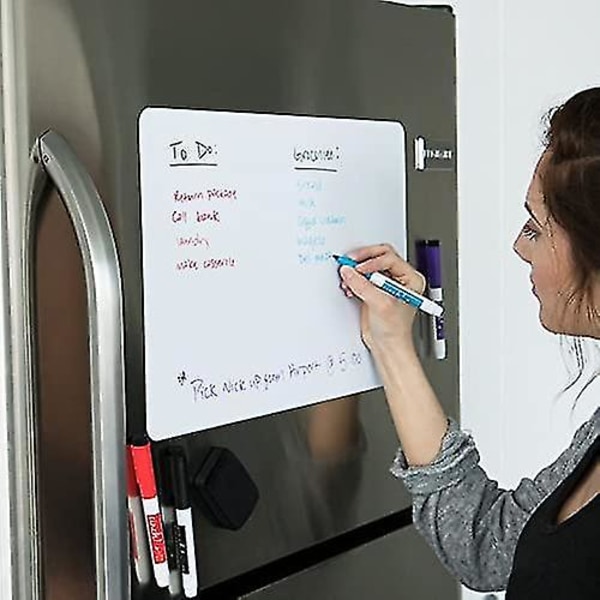 17&quot;x12&quot; Magnetic Whiteboard Compatible With Fridge With Stain-resistant Technology,  Refrigerator Magnet Board Planner In Flat Package