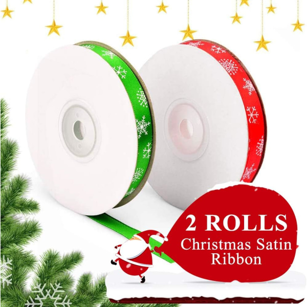 2 ruller julegaveindpakningsbånd, 10 mm, 22M/25 yards