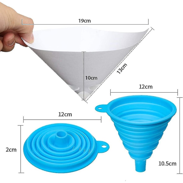 Filter Spetsig Konisk Kvalitets Nylon Mesh Tratt W/krok Engångs 100 Stycken Med 1 Styck Silikon Tratt Filter