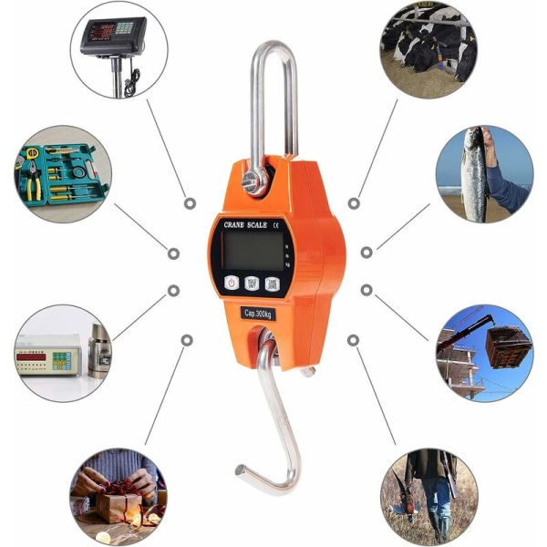 1 st elektronisk våg 300 kg hängande krokvåg dynamometer LCD Hoo