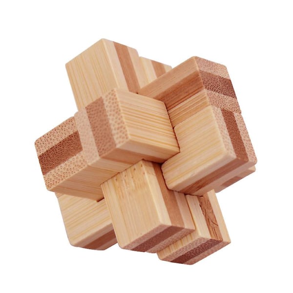 3d Wooden Puzzles Iq Challenge Brain Teaser Lock Logic Intellectual Educational Toy Jigsaw Puzzle Removing Assembling Cube（Six-way）