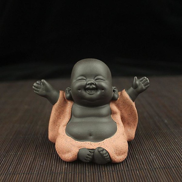 Mini Happy Buddha Laughing Staty Handmålad Essence Of Joy Big Belly Buddha i sandstensfinish