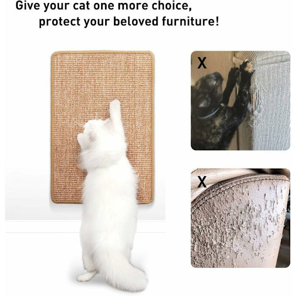 Katt Repmatta 30 x 40cm Naturlig Sisal Horisontell Katt Repmatta Skyddar Mattor och Soffor