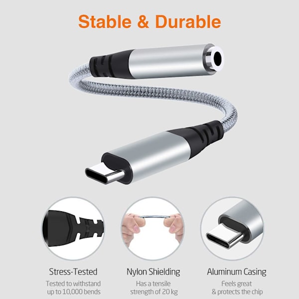 USB-C - 3,5 mm -sovitin, Type-C - 3,5 mm -kuuloke-sovitin Aux digitaalinen ääni kuulokesovitin