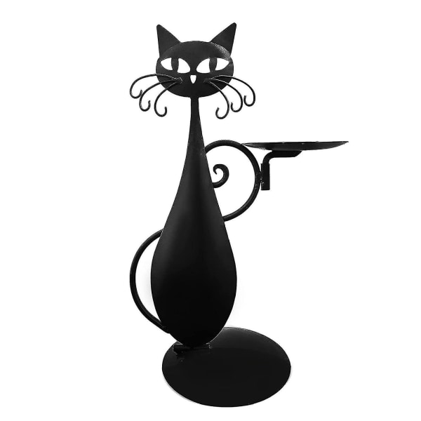 Ny Black Cat Ljushållare Cat Ljusstake För Pillar Candle Led Flameless