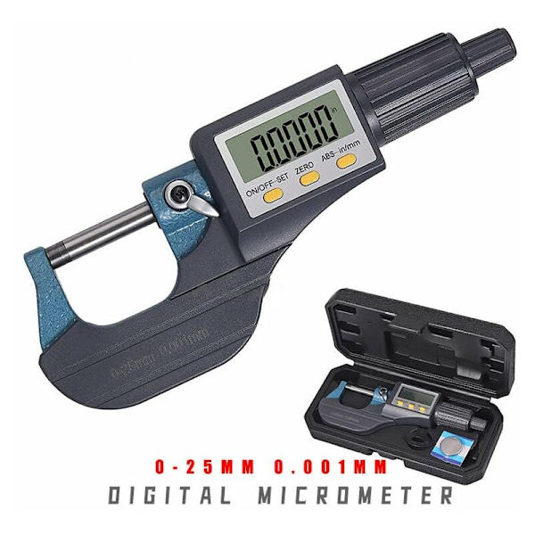 Elektronisk mikrometer Mikrometer Veggtykkelsesmikrometer Digital Mikrometer 0-25mm 0.001MM
