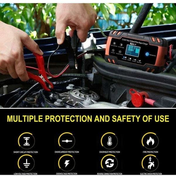 8 A bilbatterilader, bilbatterilader - Fullt integrert