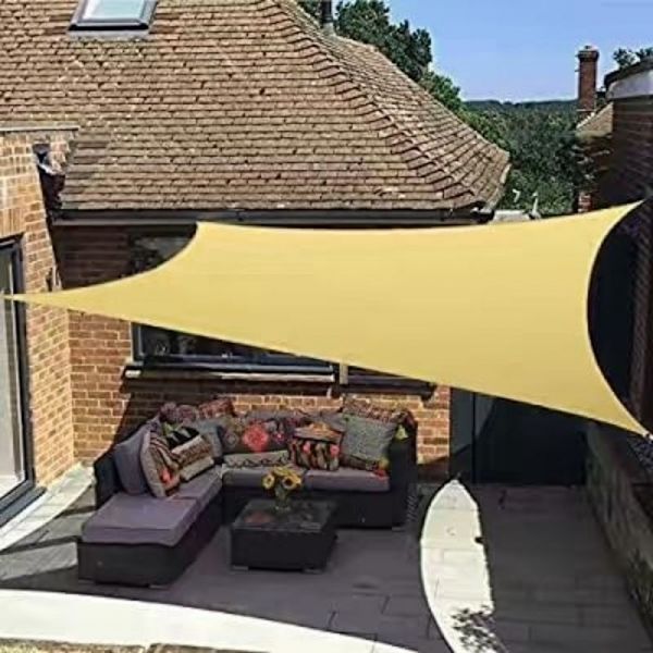 Firkant 1*1m beige gul solsejl. Åndbar solbeskyttelse