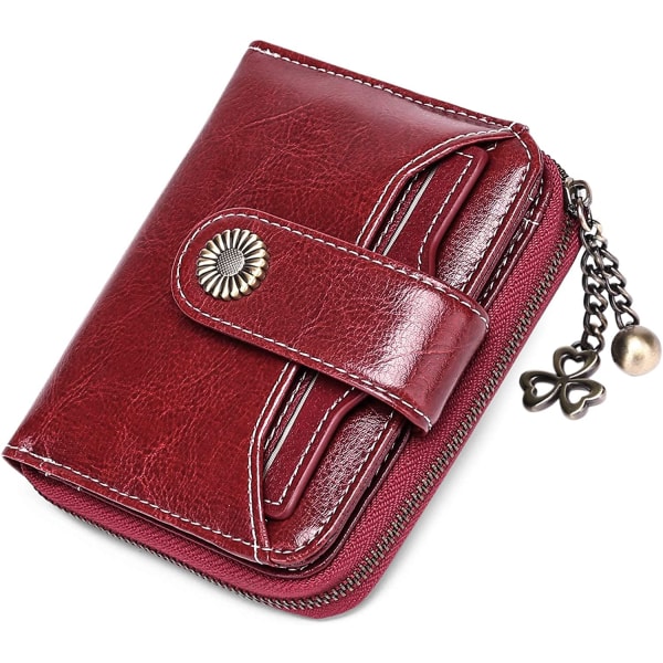 Kvinnlig plånbok Läder Myntväska Kort Pengar Väska Kvinnor RFID Block