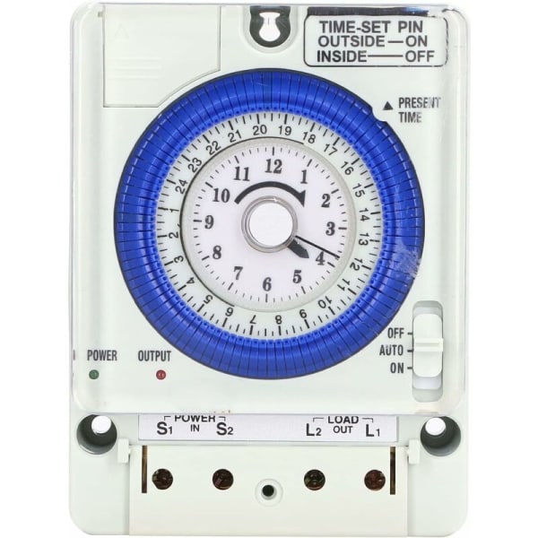 Programmerbar tidssvitsj, mekanisk timer, 24 timer programmerbar