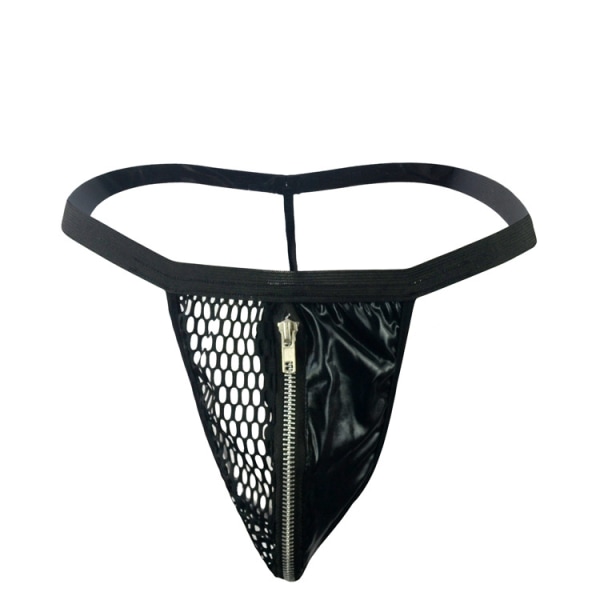 Män Manliga Sex Underkläder Trosor Låg Midja Imitation Läder G-String T-byxor