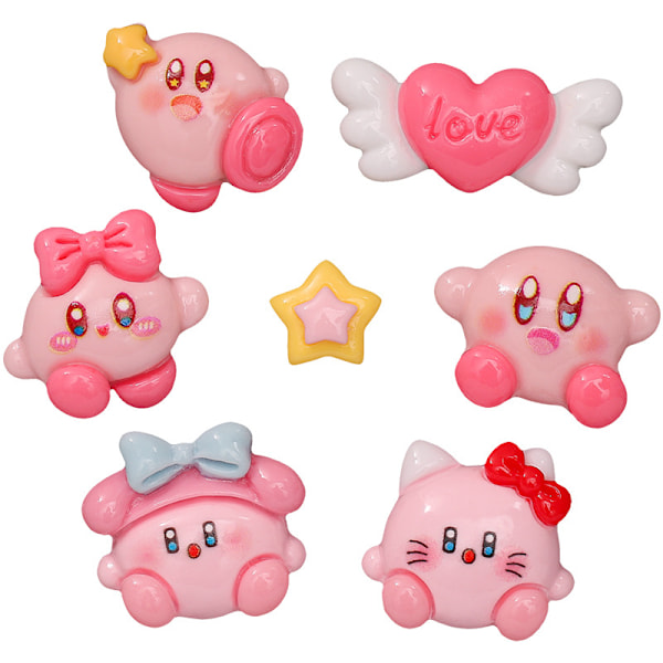 7 kpl Cartoon Kirby -puhelinkotelon hartsi DIY -korutarvikkeet