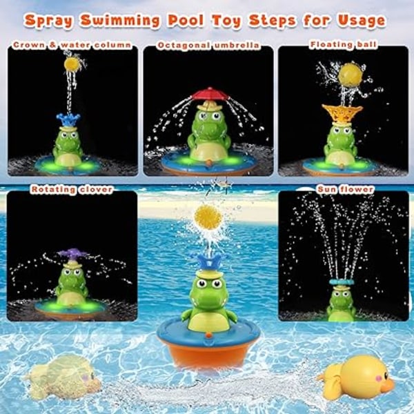 Luminous Baby Bath Toy - Krokodil Pool Vattenspel - LED Badleksak - 5 Spray Styles Badleksak med Uppdragbar Anka Flickor och Pojkar för Flickor och Pojkar