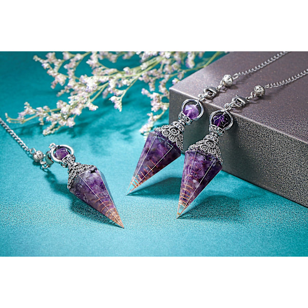 Chakra Krystal Hexagonal Pendul Reiki Healing Krystal Punkter Gemstone Dowsing Pendul Til Divination Scrying Wicca Ametyst