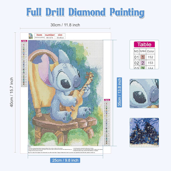 DIY Diamantmålning Kit-Stitch Spelar Gitarr
