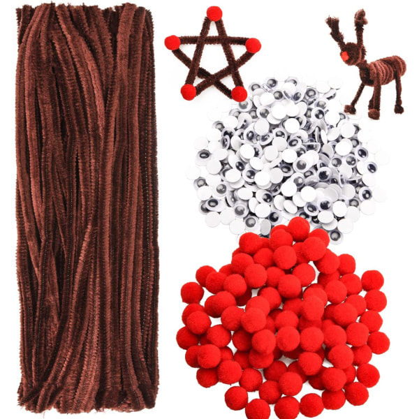 750 stycken Christmas Brown Pipe Cleaners Set Chenille Stem for Cr