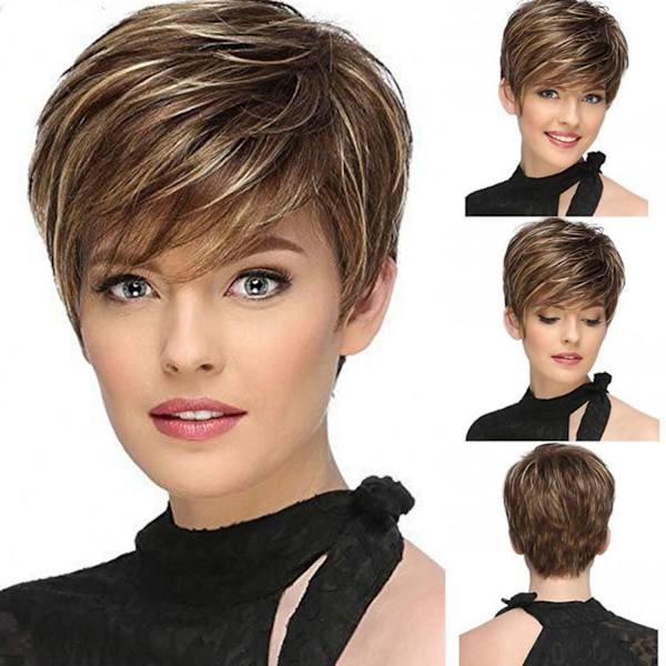 Lysebrun blond paryk
