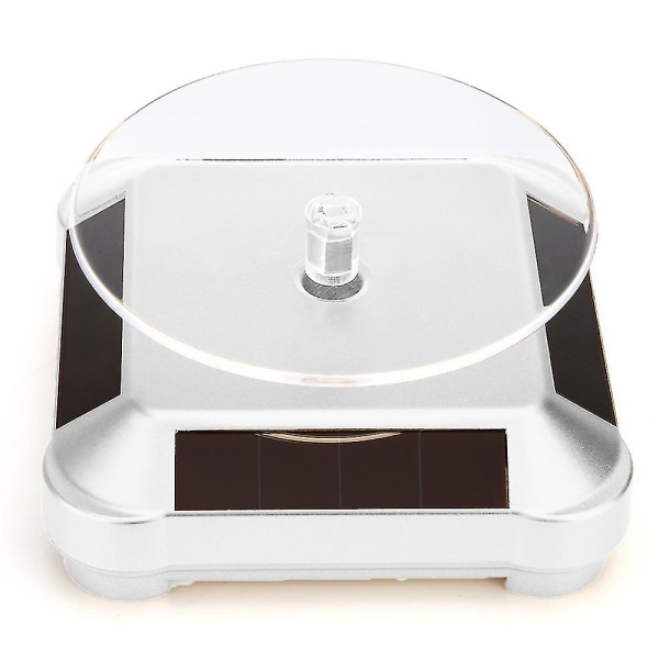 Solcellsdisplayställ Snurrbord, Batteridubbel Använd Roterande Display Silver