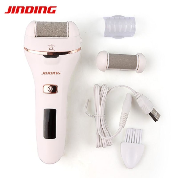 Jd-506r Elektrisk fotfil Uppladdningsbar Hård Hud Callus Remover Med 2 Rullhuvuden