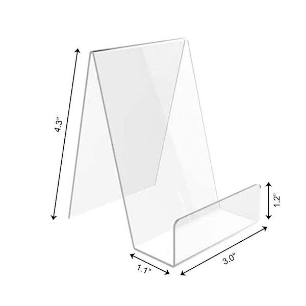 4 stk. skilt holder stand klar akryl til telefon brochure bog menu plakat brochure magasin bord skilt display