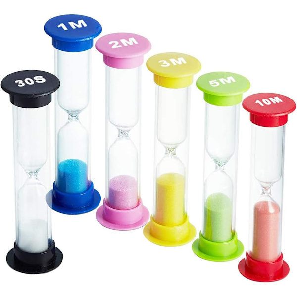 6 stycken timglas 30 sek / 1 minut / 2 minuter / 3 minuter / 5 minuter