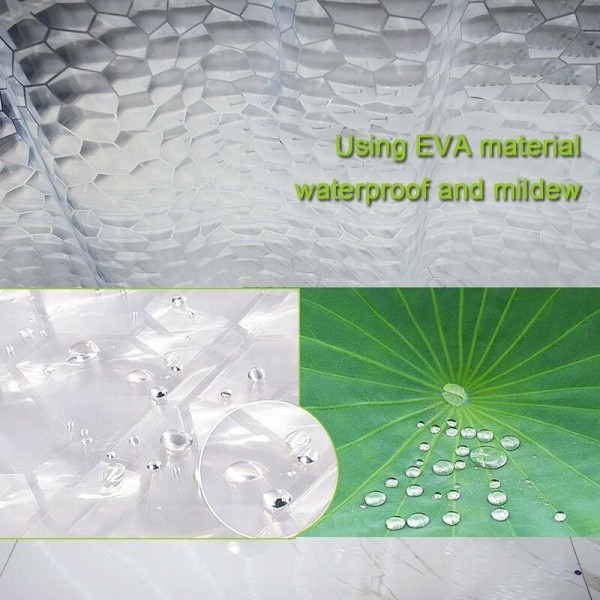 1 stk dusjforheng 180x200cm 100% EVA semi-transparent vanntett