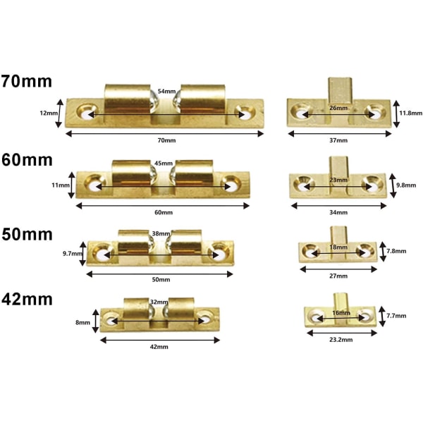 Dubbel mässingskulspärr 60 mm rullspärr närmare för skåp F