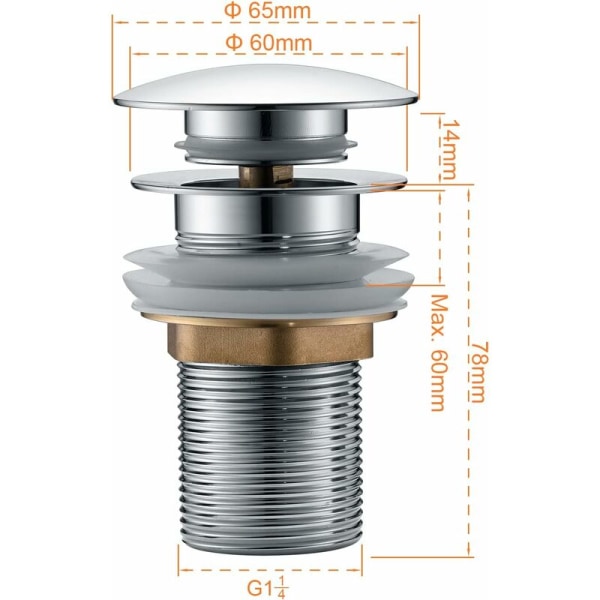 Universal Pop-up Sink Drain - Anti-Blocking, Corrosion Resistant