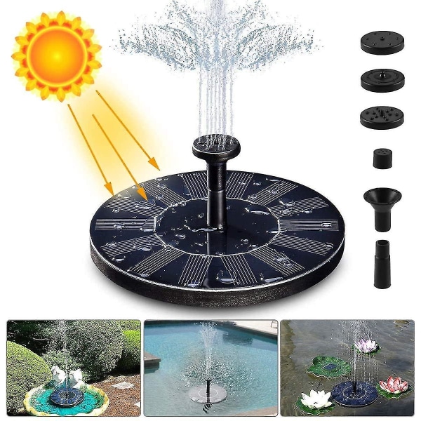 Solar Fountain, 1,4w Solar Pond Pumpe med 4 effekter | Maksimal 70 cm Højde Solar Vandpumpe | Solar flydende springvandspumpe