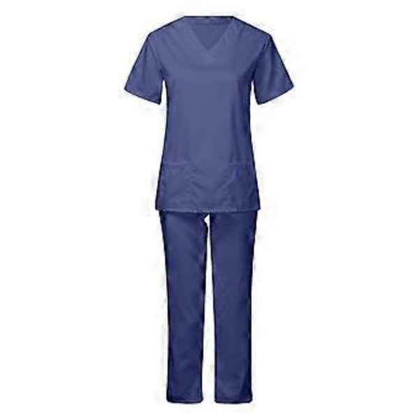 Dam Scrubs Set Sjuksköterska Scrubs Bekväma Arbetskläder för Kvinnor Scrubs Topp och Byxor Vårduniformer Scrubs för SPA Operationssal (L) L