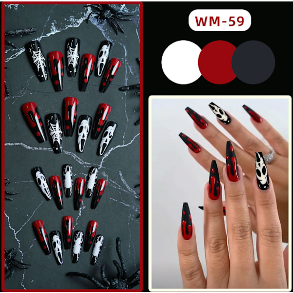 Almond Nail Long T Finished False Nail Halloween Cross border Fre