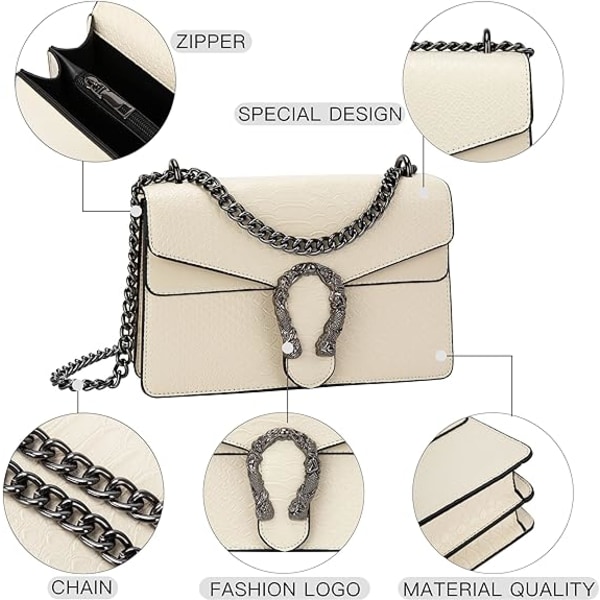 Elegante kjedehåndvesker for kvinner - Luksusskinn med slangeskinn