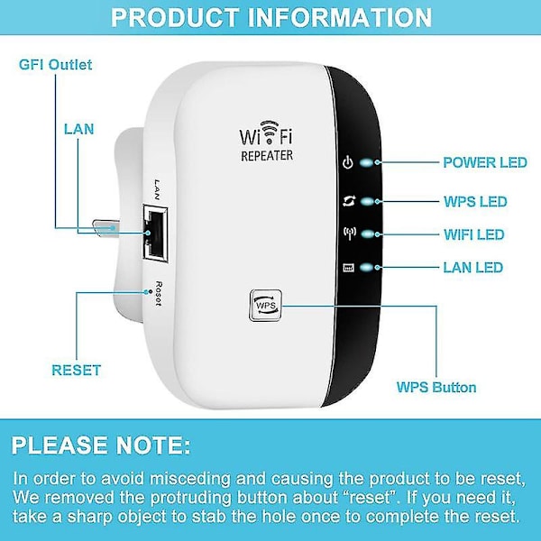 Wifi-kantamanlaajennin jopa 2640 neliöjalkaa 2.4g High Speed Wireless Wifi Repeater
