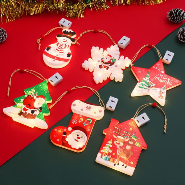 6 LED julelys, julemand lanternekrans, julemand,