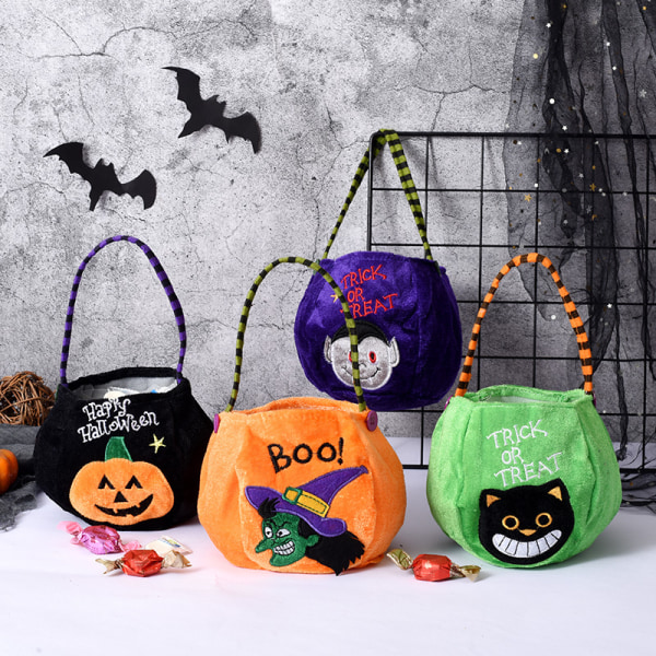 4 stk Halloween godteripose dekorative bærbare gresskarpose Kinderg
