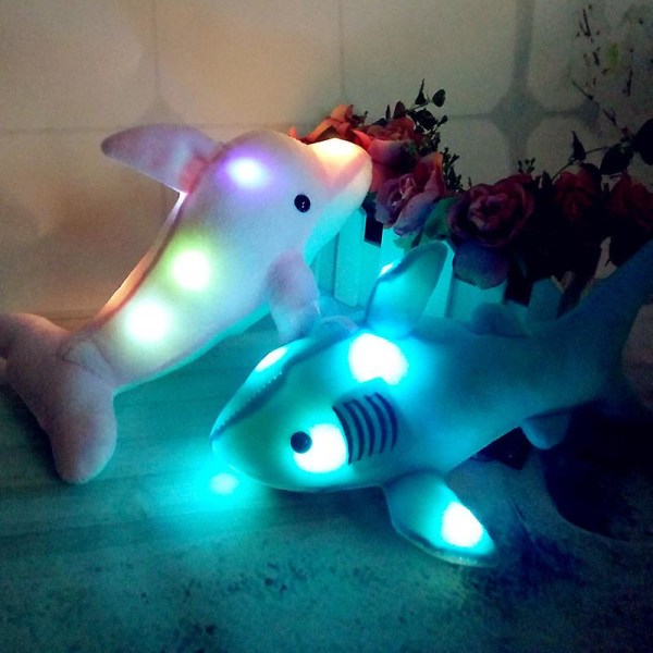 Musical Light Up Shark Gosedjur Glow Plysch Sång Led Ocean Species Leksak Nattlampor Födelsedag för barn, 11 tum