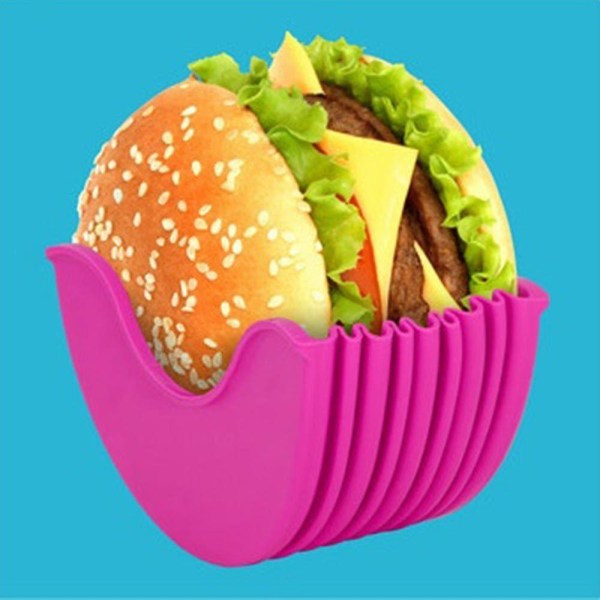Återanvändbara Hamburgerbullar Fast Box Sandwich Burger Buddy Holder Röd