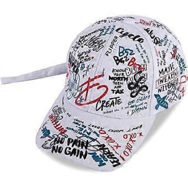Unisex Graffiti Justerbar Baseball Kasket Bomuld Hip Hop Snapback Hatte til Mænd og Kvinder Hvid