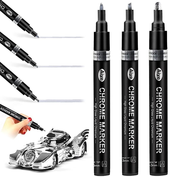 3 st flytande krommarkör spegel flytande kromfärgspenna set metallisk markering diy konst hantverk markeringspenna för metall